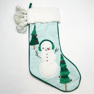 Joann green snowman Christmas stocking embellished 2021